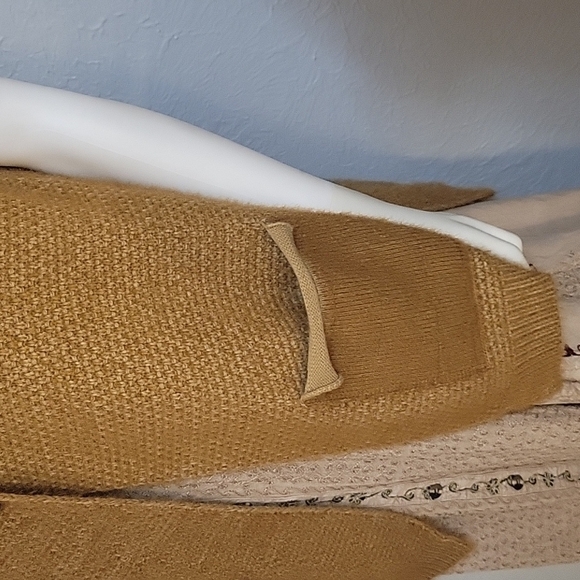 Vtg Camel Brown Shaggy Eyelash Knit One Button Sweater Waistcoat Vest - Picture 5 of 11